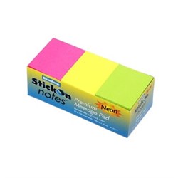 Beautone Stickon Notes 38x50mm 100shts PK12 Neon Assorted